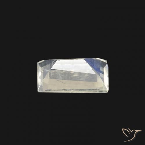 Pierre de lune arc-en-ciel Blanc bleuâtre naturelle Baquette, 0.41 ct, Transparent
