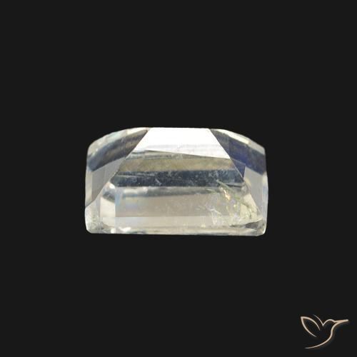 Pierre de lune arc-en-ciel Blanc bleuâtre naturelle Baquette, 0.54 ct, Transparent