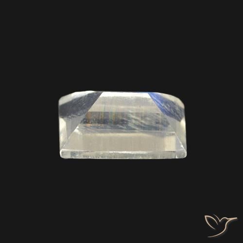 Pierre de lune arc-en-ciel Blanc bleuâtre naturelle Baquette, 0.54 ct, Transparent