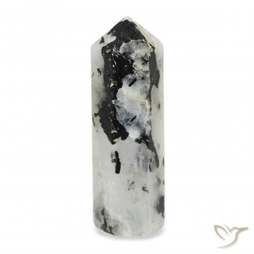 Pierre de lune arc-en-ciel Blanc avec noir naturelle Fantaisie, 27.92 ct, Opaque