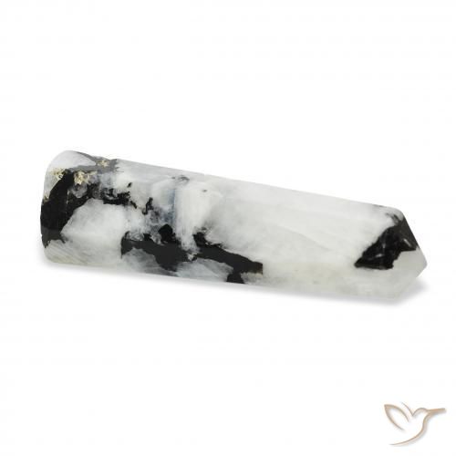 Pierre de lune arc-en-ciel Blanc avec noir naturelle Fantaisie, 33.97 ct, Opaque