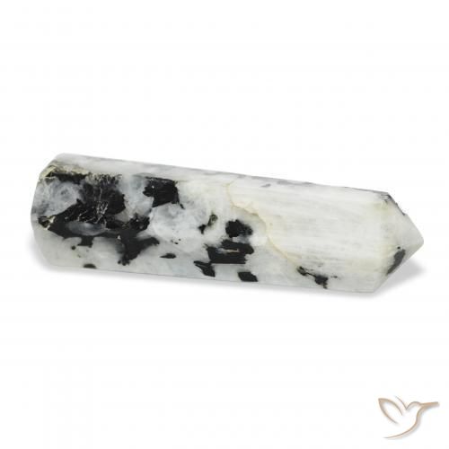 Pierre de lune arc-en-ciel Blanc avec noir naturelle Fantaisie, 43.34 ct, Opaque