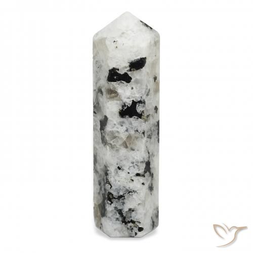 Pierre de lune arc-en-ciel Blanc avec noir naturelle Fantaisie, 46.59 ct, Opaque