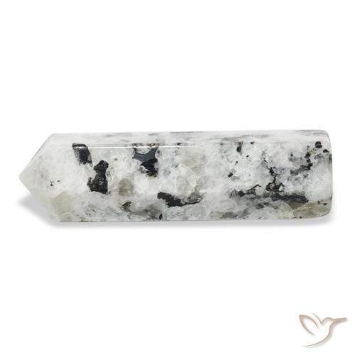 Pierre de lune arc-en-ciel Blanc avec noir naturelle Fantaisie, 46.59 ct, Opaque