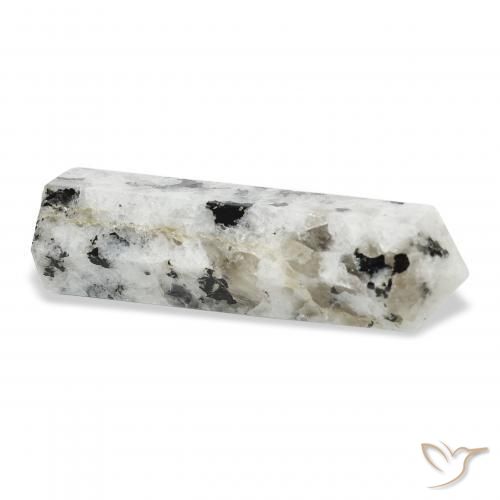 Pierre de lune arc-en-ciel Blanc avec noir naturelle Fantaisie, 46.59 ct, Opaque