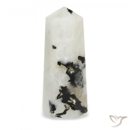 Pierre de lune arc-en-ciel Blanc avec noir naturelle Fantaisie, 31.09 ct, Opaque
