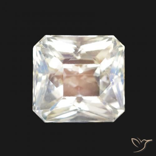 1.99ct Naturel Blanc bleuâtre Pierre de lune arc-en-ciel, Octogone / coupe Émeraude, VVS, Photo A