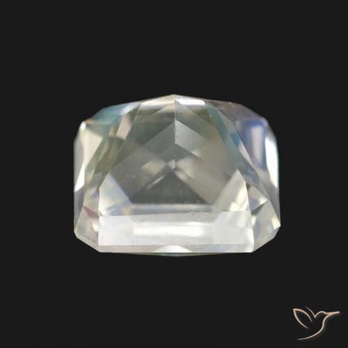 Pierre de lune arc-en-ciel Blanc bleuâtre naturelle Octogone / coupe Émeraude, 1.99 ct, VVS