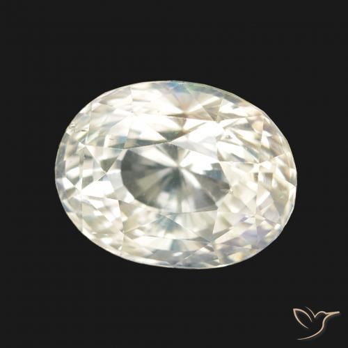 Pierre de lune arc-en-ciel Blanc bleuâtre naturelle ovale, 3.43 ct, VVS