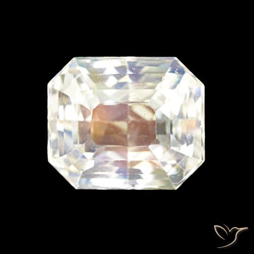 2.55ct Blanc multicolore Pierre de lune arc-en-ciel, Taille émeraude, VVS