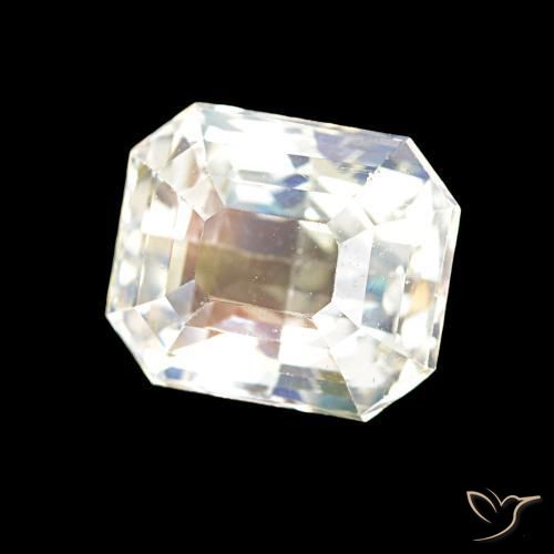 Pierre de lune arc-en-ciel Blanc multicolore naturelle Octogone / coupe Émeraude, 2.55 ct, VVS
