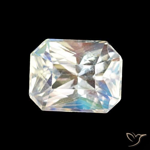 Pierre de lune arc-en-ciel Blanc multicolore naturelle Octogone / coupe Émeraude, 1.91 ct, VS