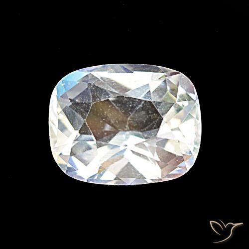 1.69ct Blanc multicolore Pierre de lune arc-en-ciel, Coussin, VVS