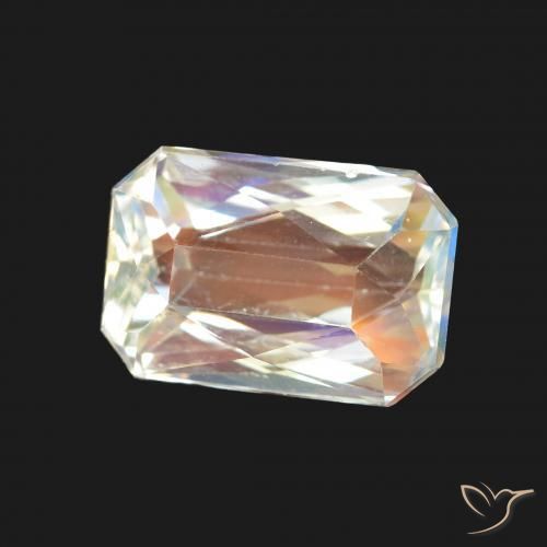 Pierre de lune arc-en-ciel Blanc multicolore naturelle Octogone / coupe Émeraude, 2.36 ct, VS