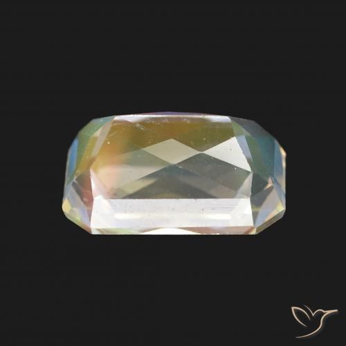 Pierre de lune arc-en-ciel Blanc multicolore naturelle Octogone / coupe Émeraude, 2.36 ct, VS