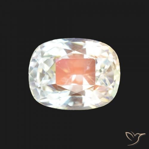 2.40ct Blanc multicolore Pierre de lune arc-en-ciel, Coussin, VVS