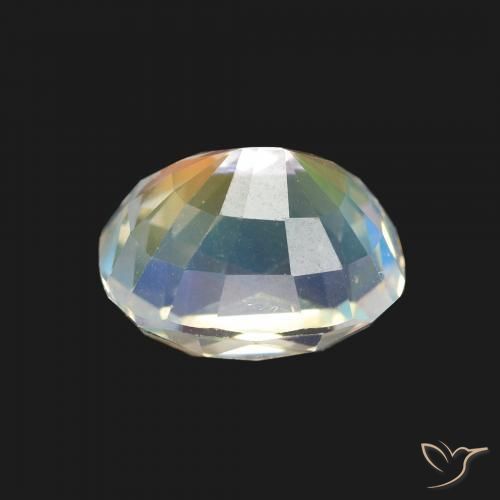 Pierre de lune arc-en-ciel Blanc multicolore naturelle Coussin, 2.40 ct, VVS