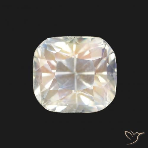 1.68ct Blanc multicolore Pierre de lune arc-en-ciel, Coussin, VS