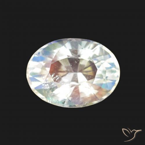 1.64ct Blanc multicolore Pierre de lune arc-en-ciel, ovale, VS