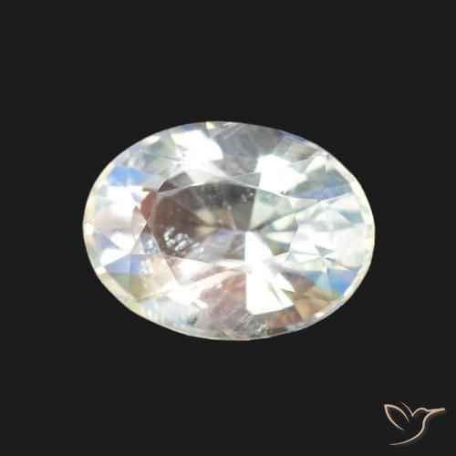 Pierre de lune arc-en-ciel Blanc multicolore naturelle ovale, 1.64 ct, VS