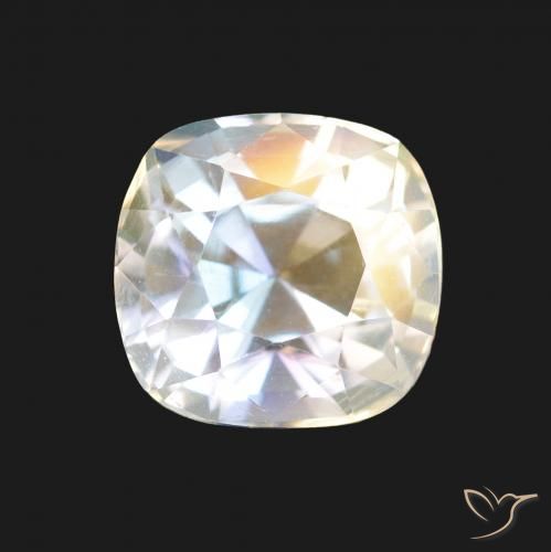 1.94ct Blanc multicolore Pierre de lune arc-en-ciel, Coussin, VVS-VS