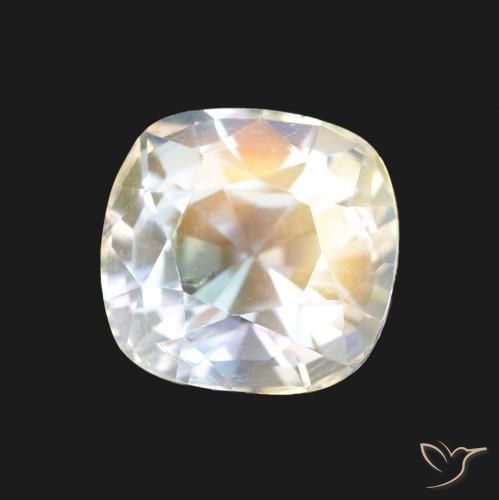Pierre de lune arc-en-ciel Blanc multicolore naturelle Coussin, 1.94 ct, VVS-VS