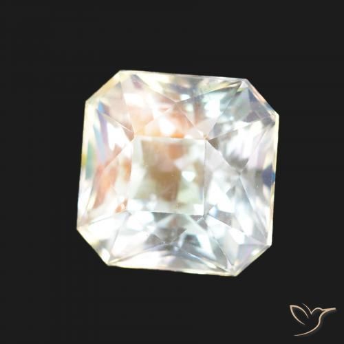 Pierre de lune arc-en-ciel Blanc multicolore naturelle Octogone / coupe Émeraude, 1.87 ct, VVS-VS