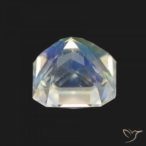 Pierre de lune arc-en-ciel Blanc multicolore naturelle Octogone / coupe Émeraude, 1.87 ct, VVS-VS