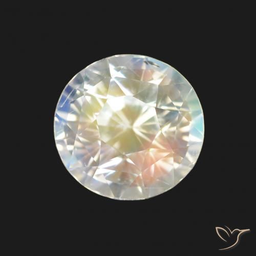1.59ct Blanc multicolore Pierre de lune arc-en-ciel, Tour, VVS-VS