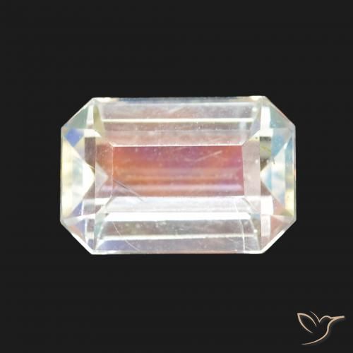 2.11ct Blanc multicolore Pierre de lune arc-en-ciel, Taille émeraude, VVS-VS
