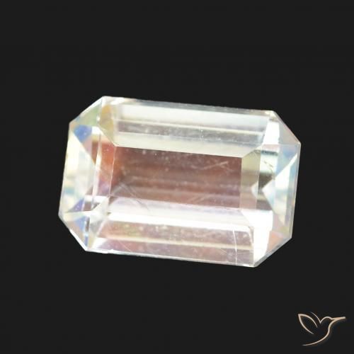 Pierre de lune arc-en-ciel Blanc multicolore naturelle Octogone / coupe Émeraude, 2.11 ct, VVS-VS