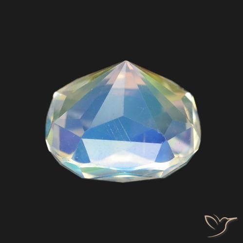 Pierre de lune arc-en-ciel Blanc multicolore naturelle Coussin, 2.19 ct, VVS-VS