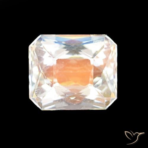 2.55ct Blanc multicolore Pierre de lune arc-en-ciel, Taille émeraude, VVS-VS