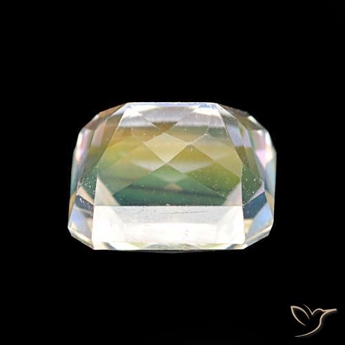 Pierre de lune arc-en-ciel Blanc multicolore naturelle Octogone / coupe Émeraude, 2.55 ct, VVS-VS