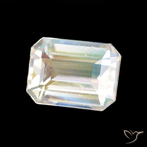 Pierre de lune arc-en-ciel Blanc multicolore naturelle Octogone / coupe Émeraude, 1.77 ct, VVS-VS