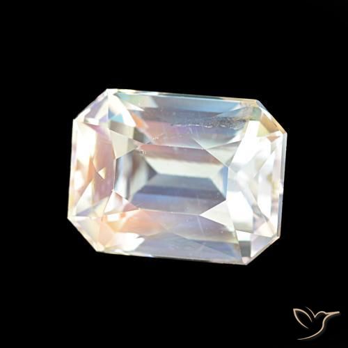 Pierre de lune arc-en-ciel Blanc multicolore naturelle Octogone / coupe Émeraude, 2.47 ct, VVS-VS