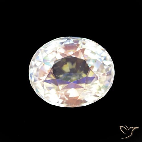 2.00ct Blanc multicolore Pierre de lune arc-en-ciel, ovale, VS