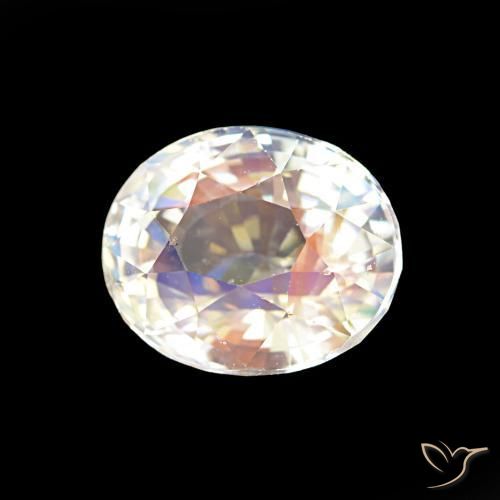 Pierre de lune arc-en-ciel Blanc multicolore naturelle ovale, 2.00 ct, VS