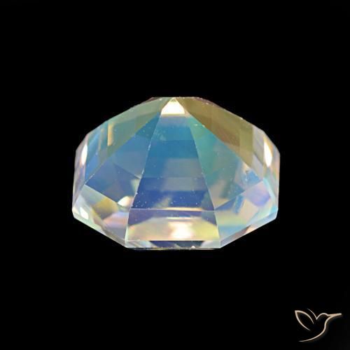 Pierre de lune arc-en-ciel Blanc multicolore naturelle Octogone / coupe Émeraude, 2.19 ct, VS