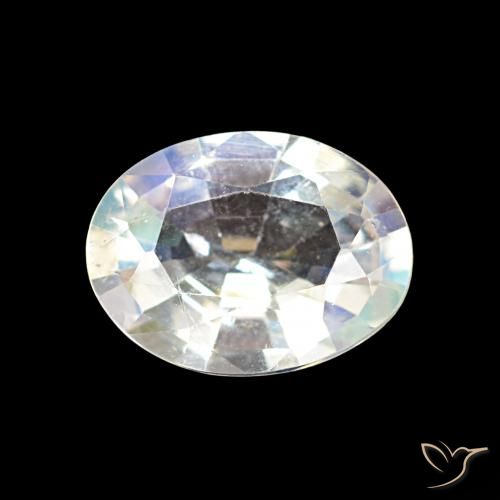 1.18ct Blanc multicolore Pierre de lune arc-en-ciel, ovale, VS
