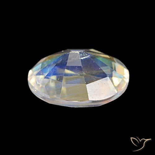 Pierre de lune arc-en-ciel Blanc multicolore naturelle ovale, 1.18 ct, VS