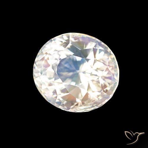 Pierre de lune arc-en-ciel Blanc multicolore naturelle ovale, 2.10 ct, VS