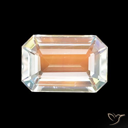 2.62ct Blanc multicolore Pierre de lune arc-en-ciel, Taille émeraude, VVS
