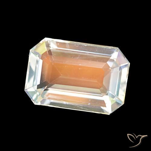 Pierre de lune arc-en-ciel Blanc multicolore naturelle Octogone / coupe Émeraude, 2.62 ct, VVS