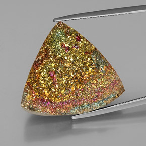 Pyrite arc-en-ciel Multicolore naturelle Trillion, 26.91 ct, Opaque