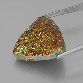 Pyrite arc-en-ciel Multicolore naturelle Trillion, 26.91 ct, Opaque