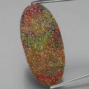 Pyrite arc-en-ciel multicolore naturelle coupe ovale, 35,58 ct, opaque