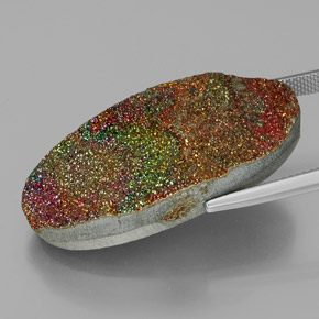 Pyrite arc-en-ciel multicolore naturelle coupe ovale, 35,58 ct, opaque