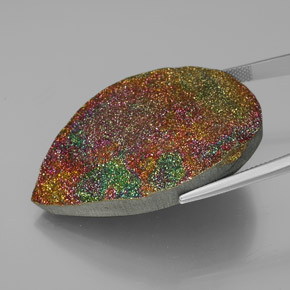 Pyrite arc-en-ciel Multicolore naturelle En forme de poire, 81.18 ct, Opaque