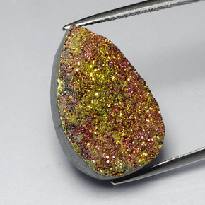 Pyrite arc-en-ciel Multicolore naturelle En forme de poire, 12.55 ct, Opaque